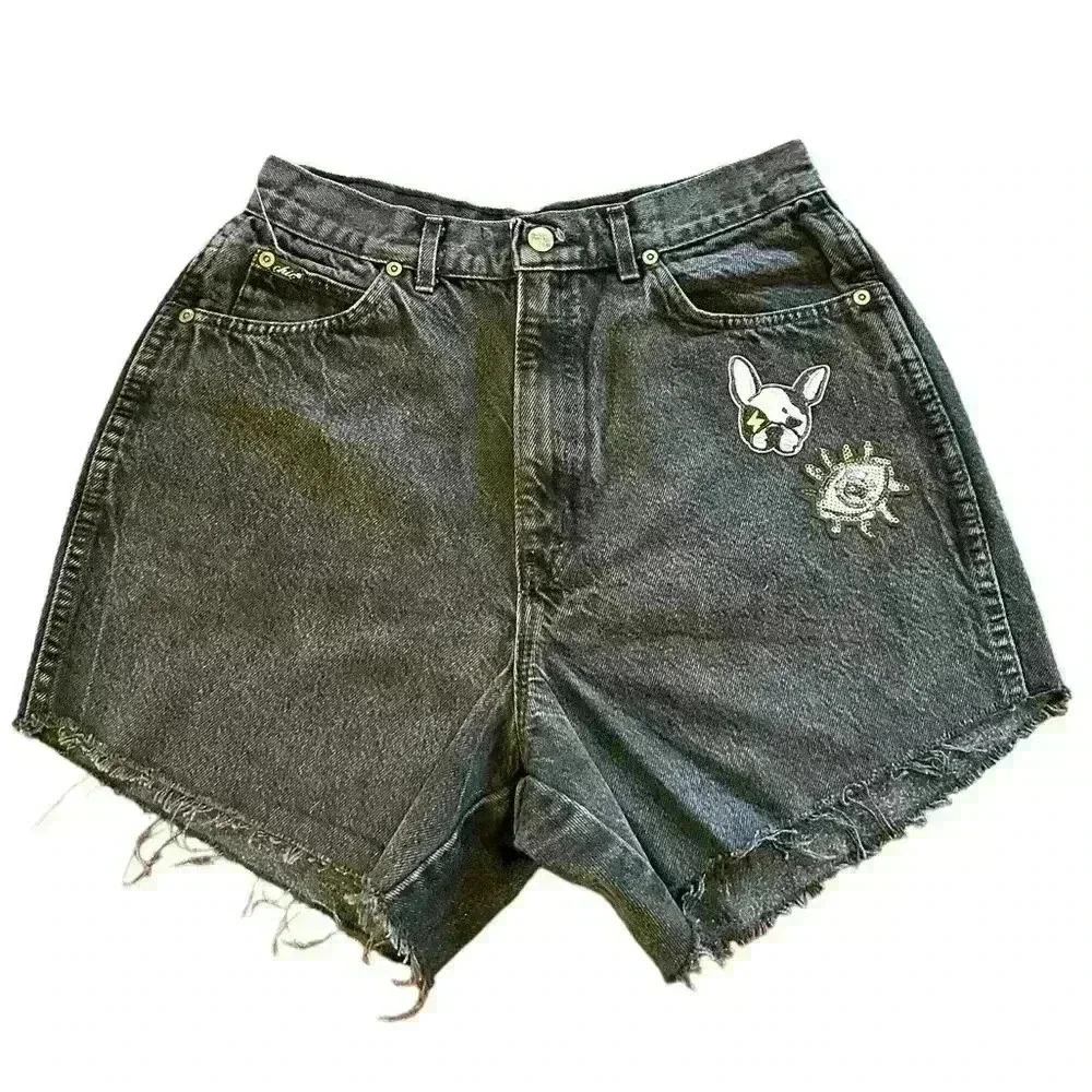 VTG 80s Chic Black Denim Cutoff Shorts 27” Waist Relaxed Western Grunge